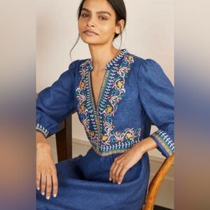 Boden Dakota Embroidered Linen Dress
